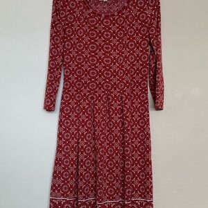 Max Studio Red Geometric 3/4 Length Sleeve Dress